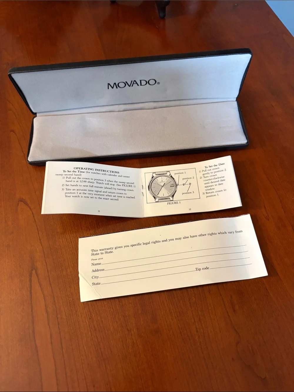 Movado Case Box and Paperwork. Moon phase literature. NO WATCH.